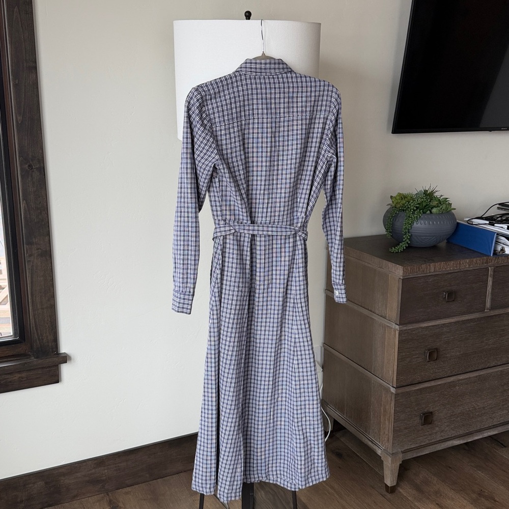 Garnet Hill flannel checkered midi shirt dress  - size 2 - Picture 6 of 7